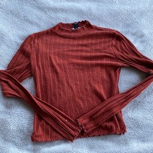 Cropped mock long sleeve turtle neck